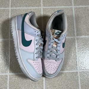 Nike‎ Dunk Low Mineral Teal Shoes Size 7Y Grey Teal Pink Leather
